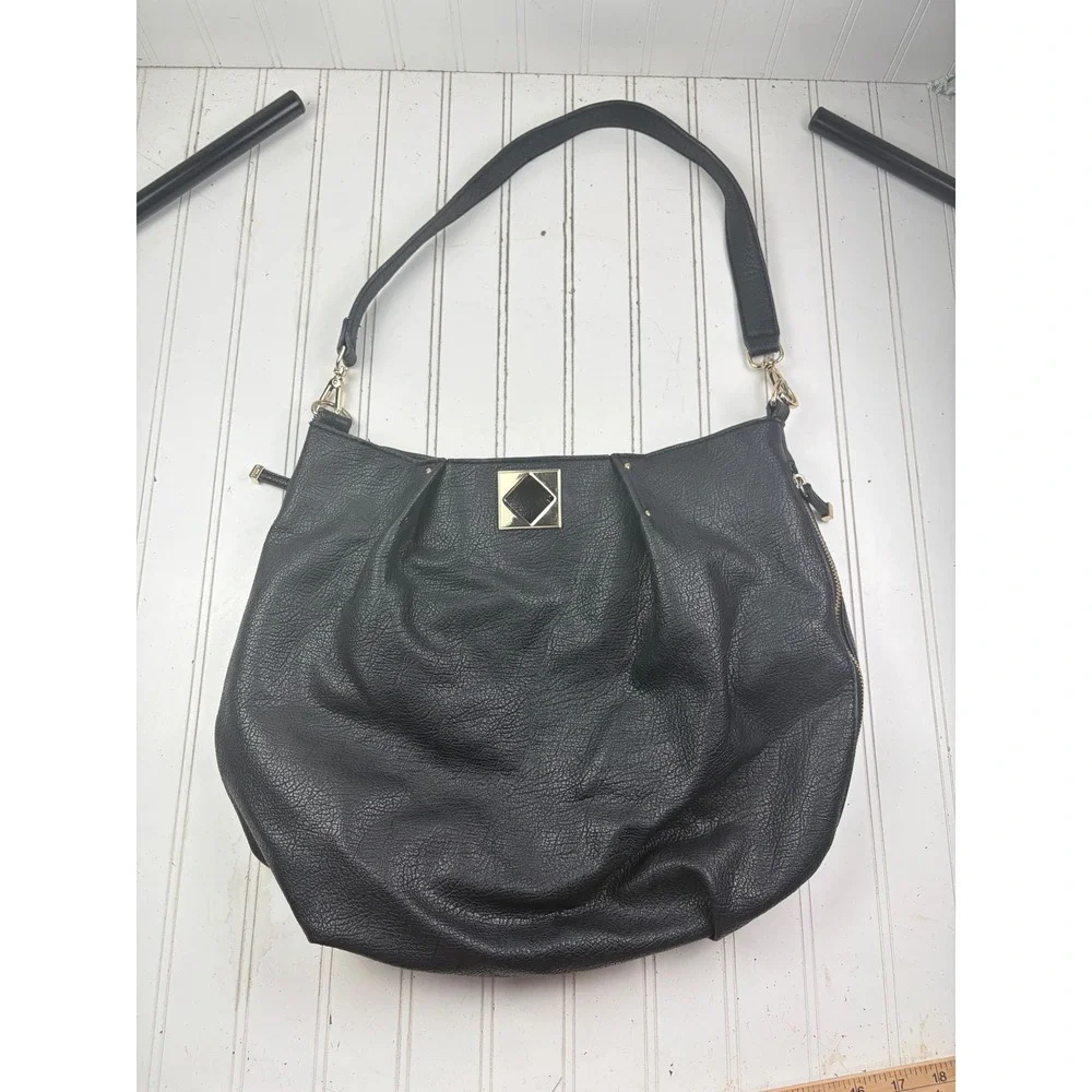 Big Buddha Vintage Y2K Black Pebbled Leather Slouchy Hobo Shoulder Bag Purse